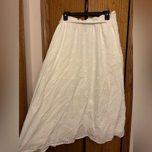 White eyelet floral skirt